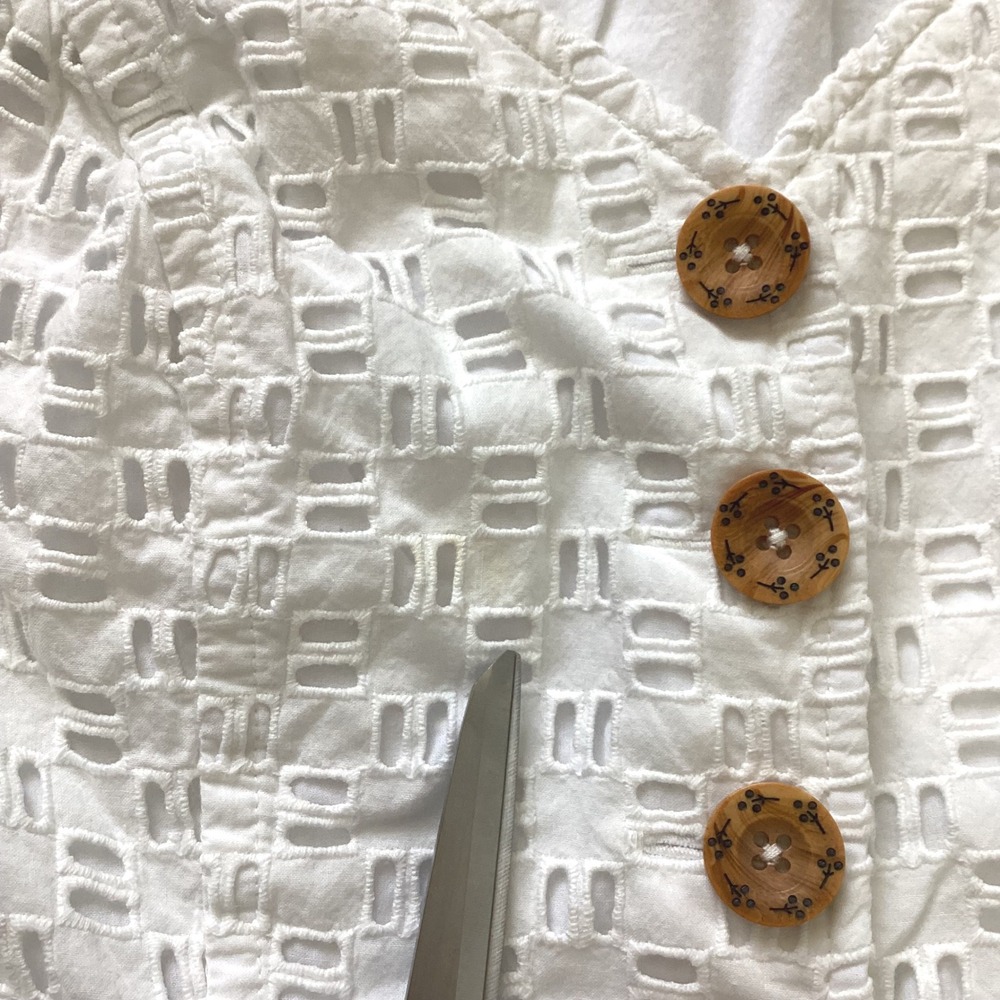 Anthropologie White Eyelet Cotton Button Front Romper Pockets Size 2 - Picture 7 of 12